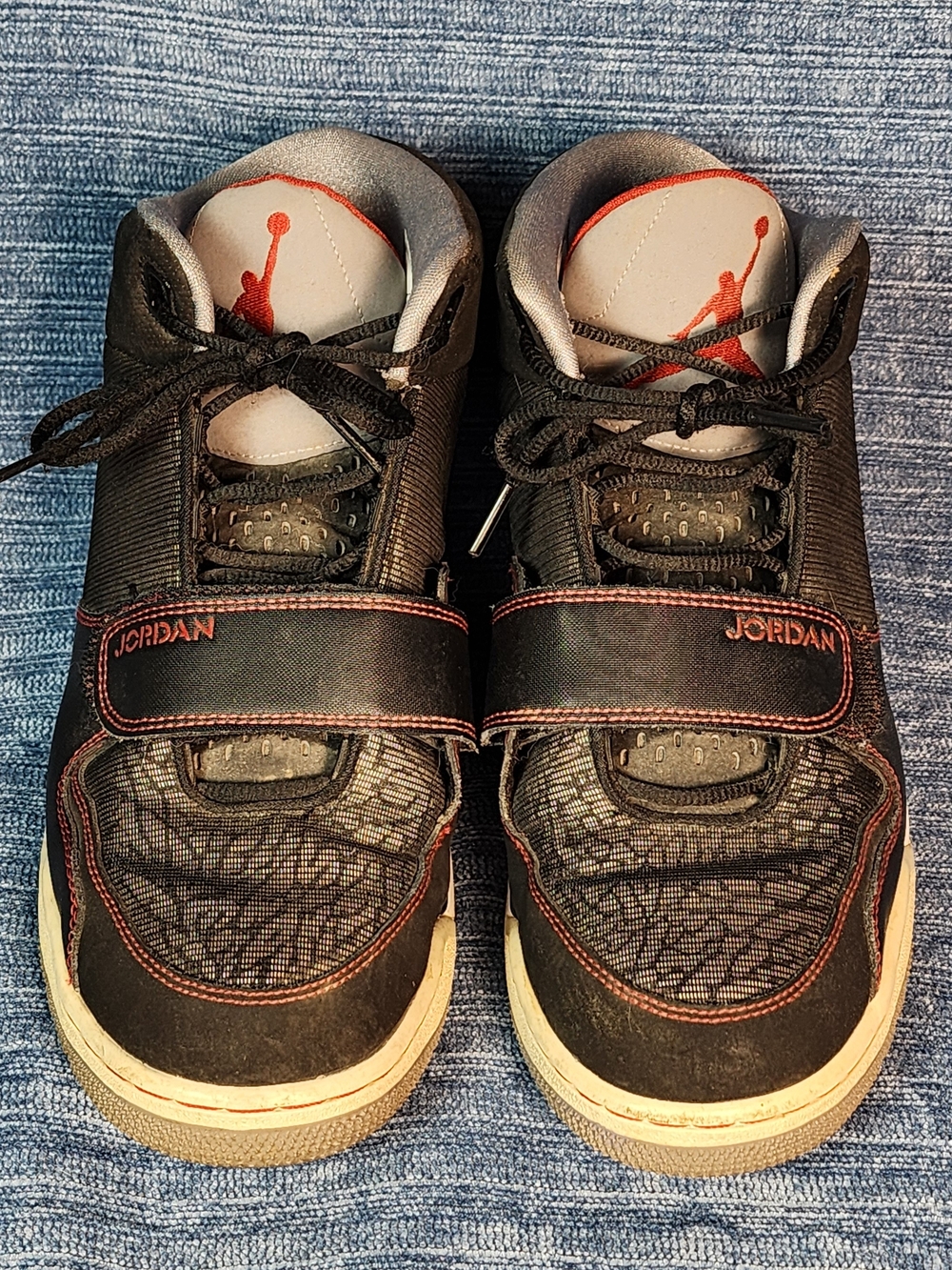 Jordan  Black and Red Athletic Sneakers with Strap